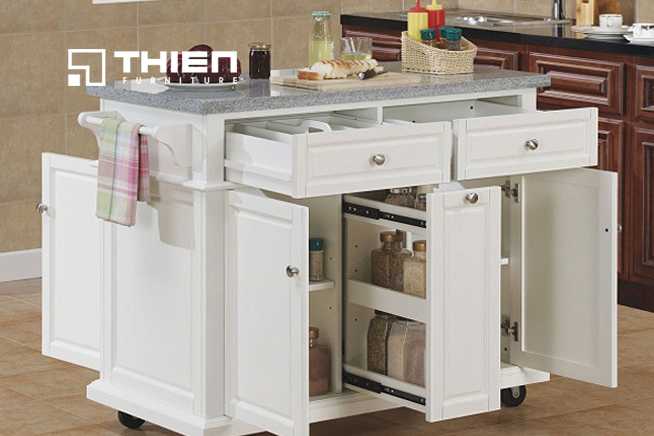 Tủ bếp di động thiết kế đơn giản, nhỏ gọn tối ưu diện tích bếp