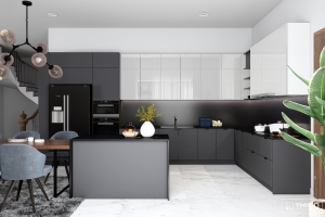 Tủ bếp Laminate kết hợp Acrylic-ARC48