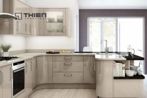 Mẫu tủ bếp Acrylic chữ G sang trọng